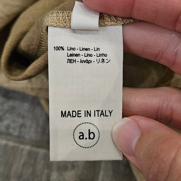 Apuntob Macro Vichy Linen Sleeveless Top Womens Size S Hazelnut Check Minimalist - Picture 10 of 11